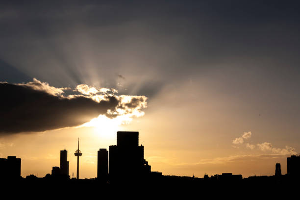 skyline of Cologne in sunset mood, Germany