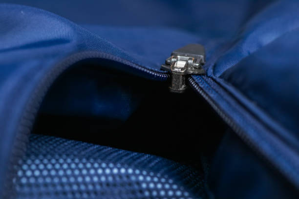 istock Iron zipper close up view, needlework concept. 1446881318