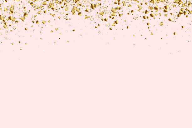 istock Pink background with heart shaped gold sparkles, festive background design. 1446881381