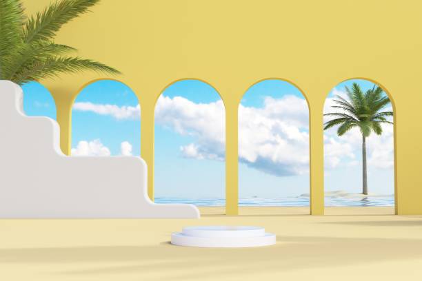 istock Empty podium. Modern minimal showcase scene for product presentation 1446881509