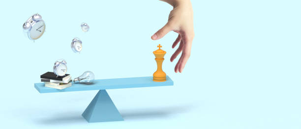 istock Abstract Background. Creative idea and Business concept for Leadership and Time Management in Business Development. Clocks in life concept on Blue. chess, copy space, software, digital - 3d Rendering 1446882479