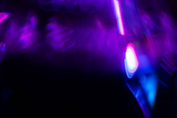 istock Blur neon light. Lens flare overlay. Bokeh fluorescent flash gleam. 1446882775