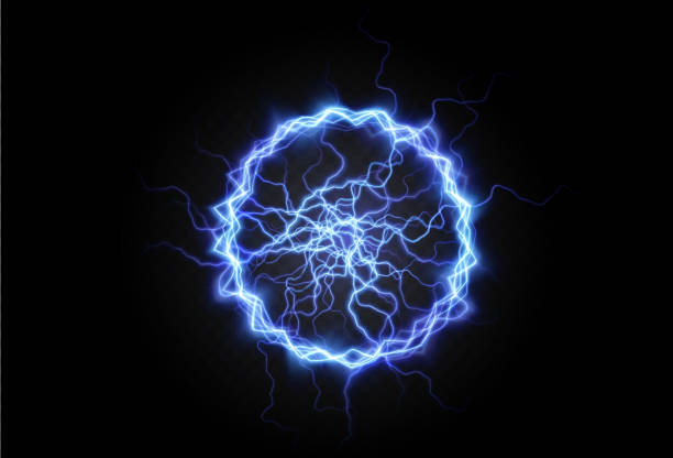 istock Powerful ball lightning blue . A strong electric neon charge of energy in one ring. Element for your design, advertising, postcards, invitations, screensavers, websites, games. 1446885325