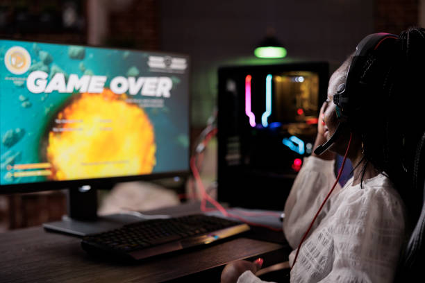 istock Frustrated streamer losing action video games competition play 1446887840