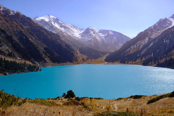 istock Amazing mountain lake with turquoise water 1446888116