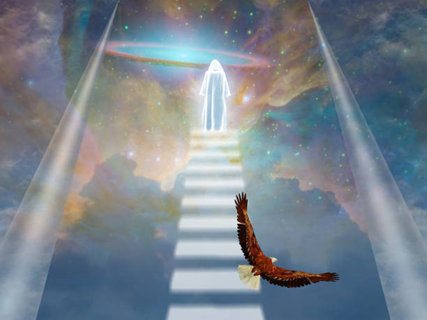 A cloaked figure in heavens