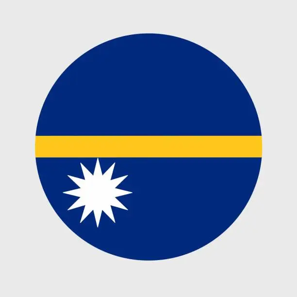 Vector illustration of Vector illustration of flat round shaped of Nauru flag. Official national flag in button icon shaped.