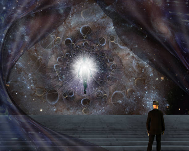 istock Man meets alien spirit 1446894560