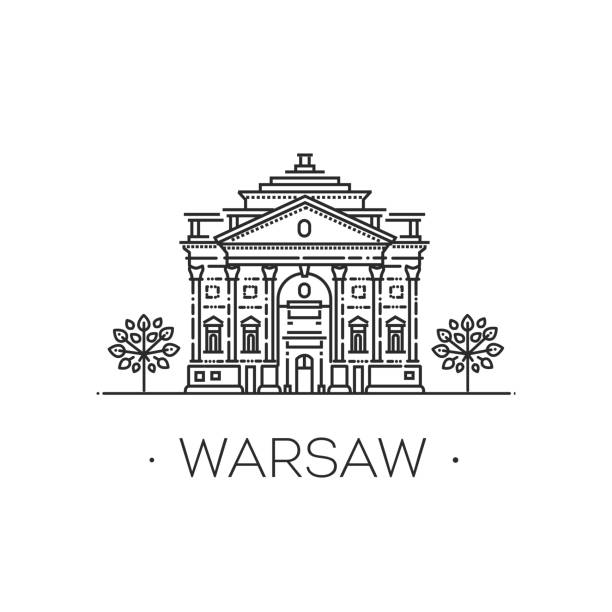 ilustraciones, imágenes clip art, dibujos animados e iconos de stock de hito de polonia. iglesia de santa ana - warsaw old town square