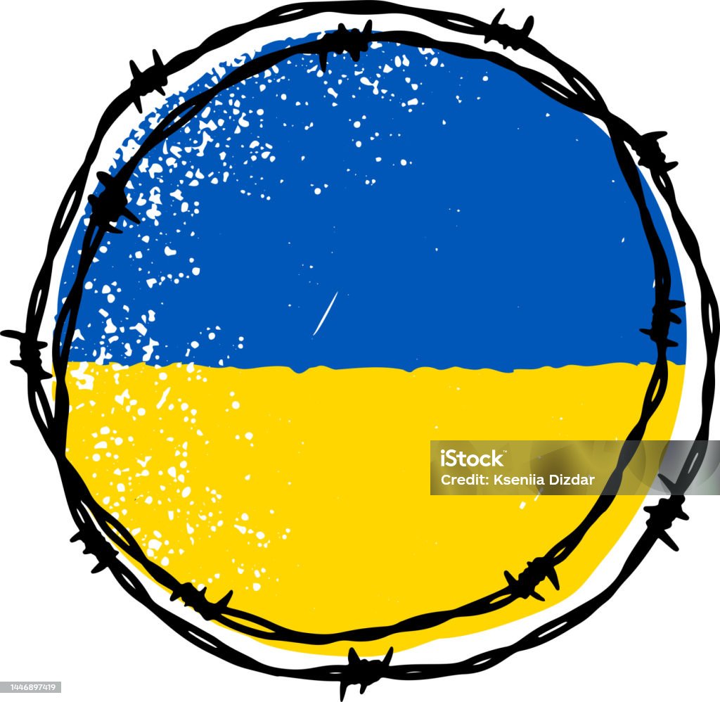 Hình Dạng Vòng Tròn Dây Thép Gai Trong Màu Xanh Lá Cờ Ukraine Và ...