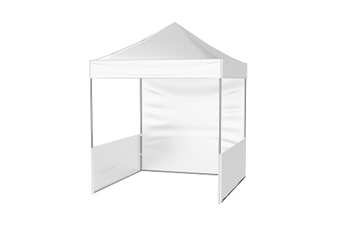 The concession stand in the form of a canopy with possible use as an exhibition canopy. 3d illustration.