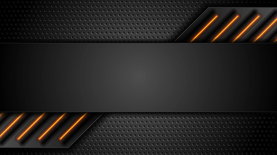 Futuristic technology background with orange glowing lines