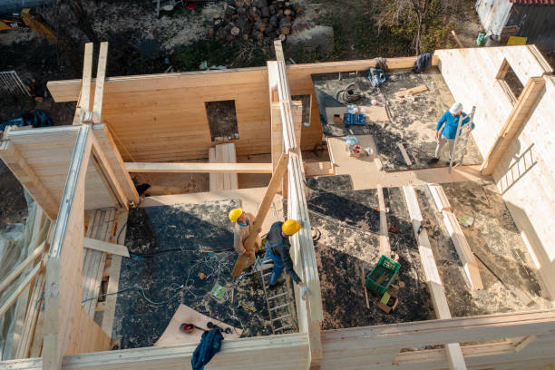 istock Buliding a wooden house. 1446899678