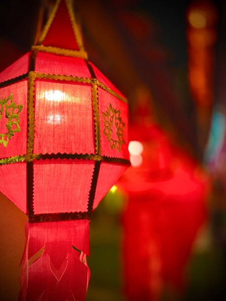 istock Close up fabric and paper colors lanterns 1446900005