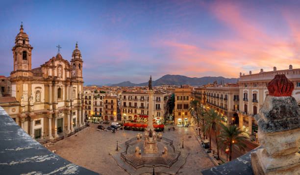Palermo, Italy Overlooking Piazza San Domenico stock photo