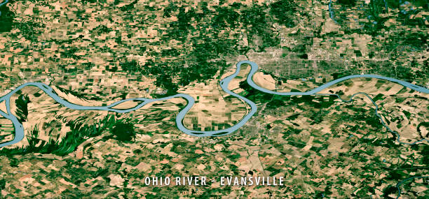 istock Ohio River Evansville Satellite Image Aerial 3D View 1446905539