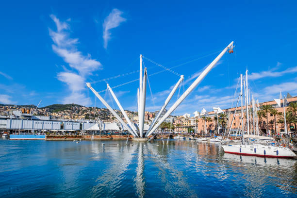 The unmistakable Bigo stands out in the seafront of Genoa stock photo