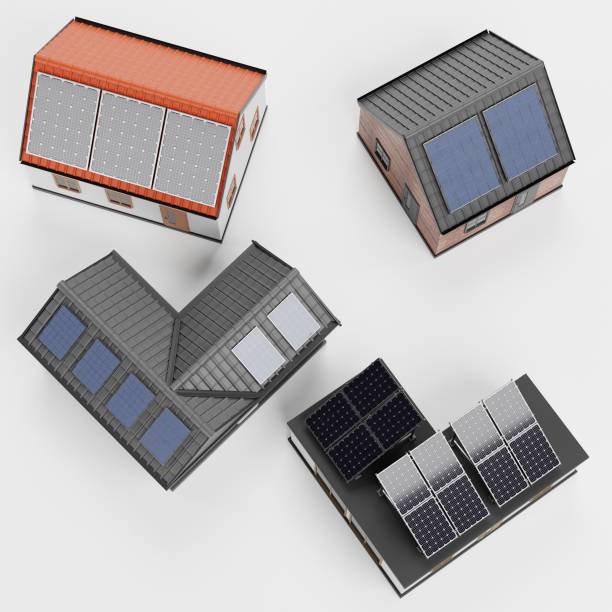 istock Realistic 3D Render of Solar Houses 1446906746