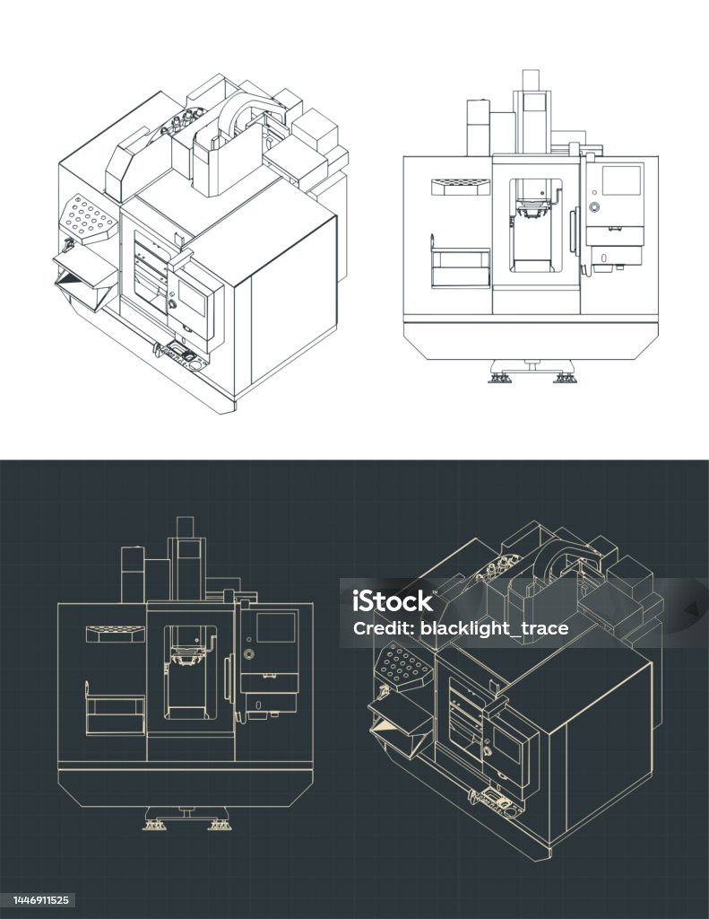 Cnc Machine Map Automatic Cnc Milling Machine Blueprints向量圖形及更多車床圖片 - 車床, 垂直構圖, 修理 - iStock