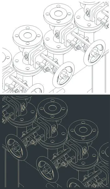 Vector illustration of Steam header closeup