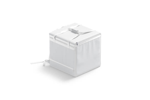 istock Blank white delivery bag with strap mockup, side view 1446917639