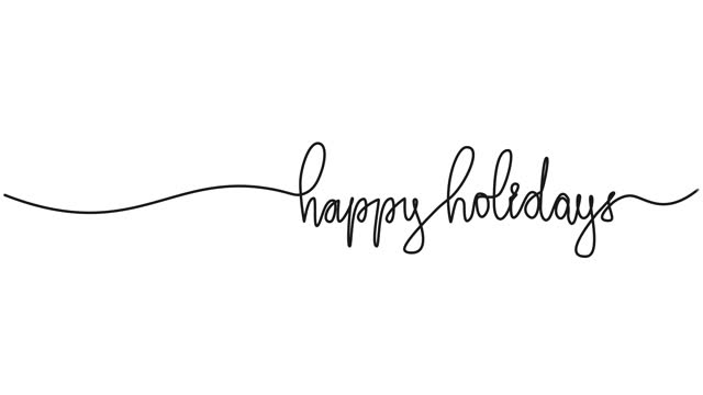 animated continuous single line drawing of text HAPPY HOLIDAYS