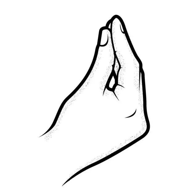 Vector illustration of Pinched fingers, Italian hand gesture bellissimo, tasty food and distrust sign, finger purse hand gesture, vector