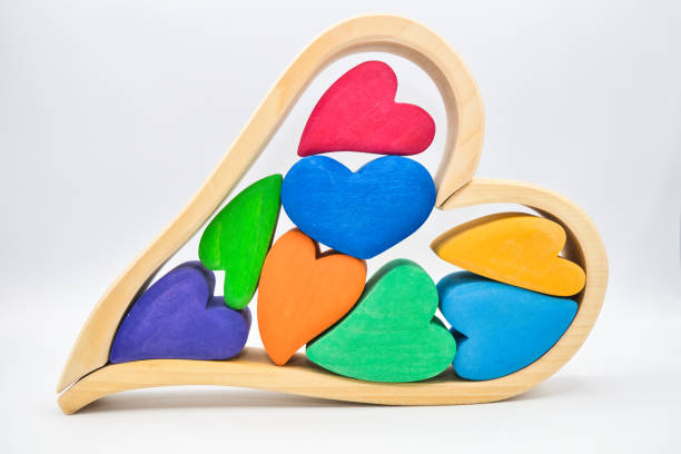 istock Colorful and cute heart-shaped building blocks 1446933684