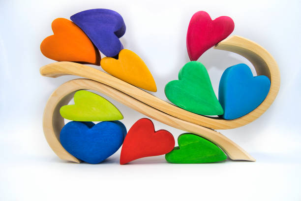 istock Colorful and cute heart-shaped building blocks 1446933777