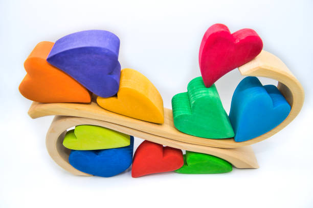 istock Colorful and cute heart-shaped building blocks 1446933795