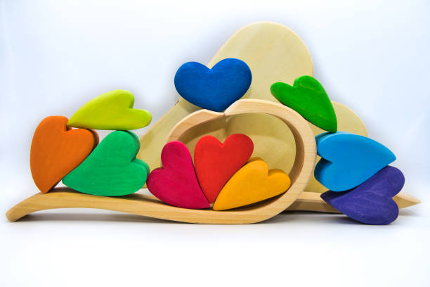 istock Colorful and cute heart-shaped building blocks 1446933813