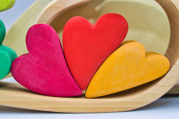 istock Colorful and cute heart-shaped building blocks 1446933869