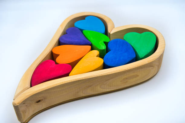 istock Colorful and cute heart-shaped building blocks 1446933905