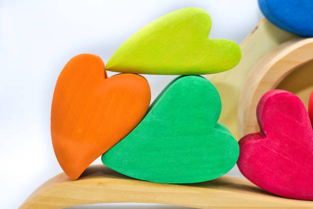 Colorful and cute heart-shaped building blocks