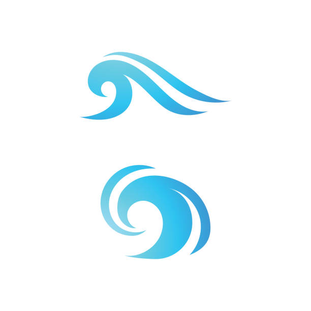 stockillustraties, clipart, cartoons en iconen met ocean wave logo template element vector - wind surfen