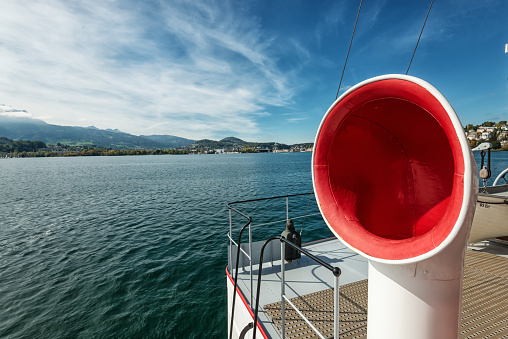 Ship bell of a sailing yacht in the harbor of the town of Rab in Croatia