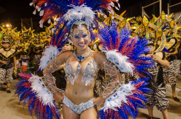 carnival, brazil. queen of the drums of the samba school. - female stripper imagens e fotografias de stock