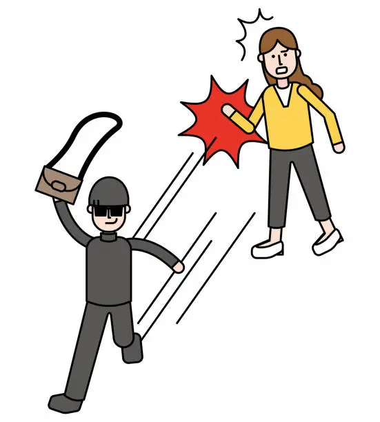 Vector illustration of Snatching man and victim woman