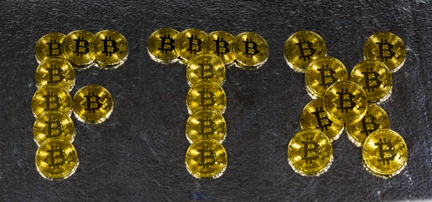 FTX Bitcoins Mountain Home, ID, USA - Dec 03, 2022: The initials FTX spelled out with bitcoin coins. ponzi scheme stock pictures, royalty-free photos & images