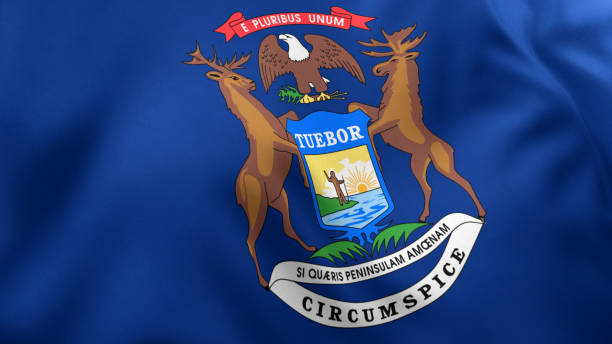 istock Michigan State Flag, USA 1446947780