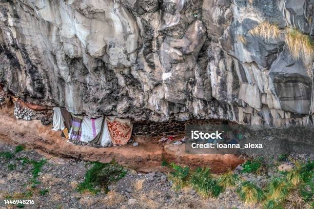 Homeless Dwelling Under A Cliff In Barranco De Santos Gorge In Santa Cruz De Tenerife Spain Stock Photo - Download Image Now