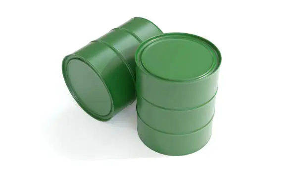 Photo of Petroleum barrels on white background 3d rendering