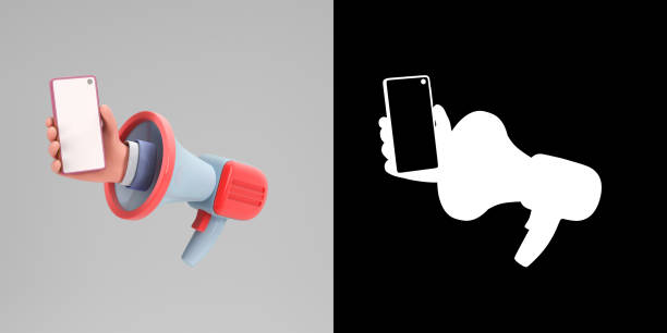 istock share concept marketing time loudspeaker with hand and empty screen smartphone with alpha 1446952282