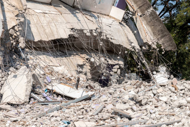istock Debris and destroyed building that collapsed from the earthquake. 1446955722