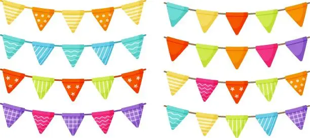 Vector illustration of Colored bunting flags set for party, carnival and other celebration