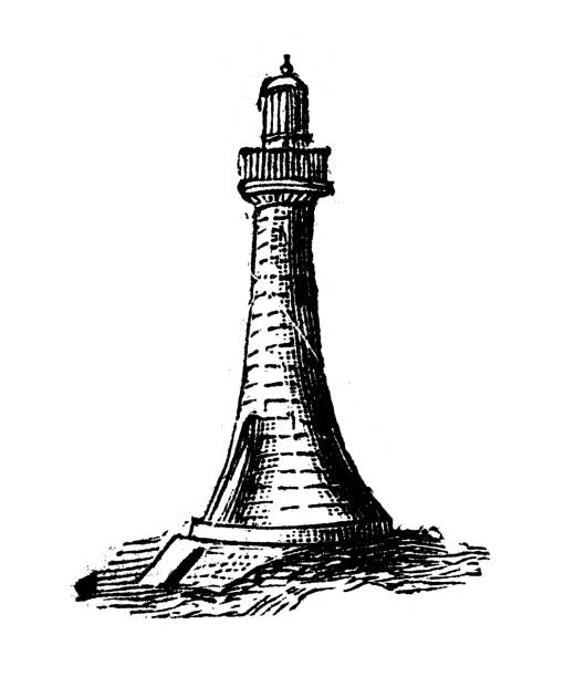 ilustrações de stock, clip art, desenhos animados e ícones de antique engraving illustration: lighthouse - lighthouse reef