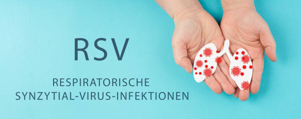 rsv, respiratory syncytial virus, human orthopneumovirus, contagious child disease of the lung, german language - bronquiolite imagens e fotografias de stock