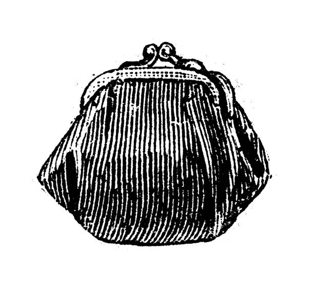 Antique engraving illustration: Coin purse vector art illustration