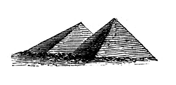 Antique engraving illustration: Pyramids Antique engraving illustration: Pyramids pyramid giza pyramids close up egypt stock illustrations