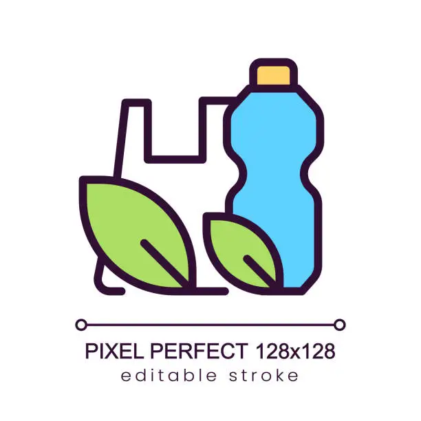 Vector illustration of Biodegradable plastic pixel perfect RGB color icon